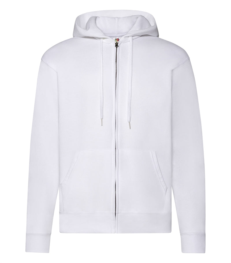 Hoodie klassisk med lynlås - Hvid