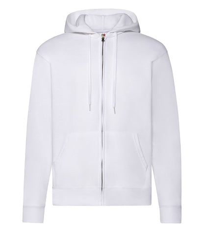 Hoodie klassisk med lynlås - Hvid