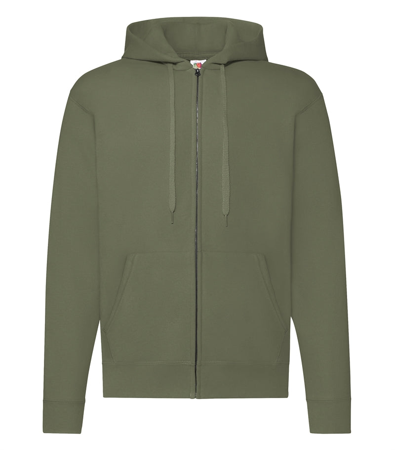Hoodie klassisk med lynlås - Olivengrøn