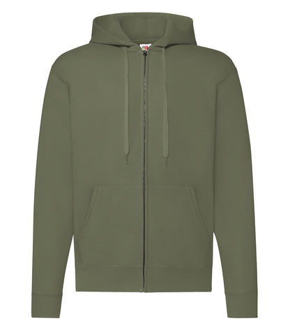 Hoodie klassisk med lynlås - Olivengrøn